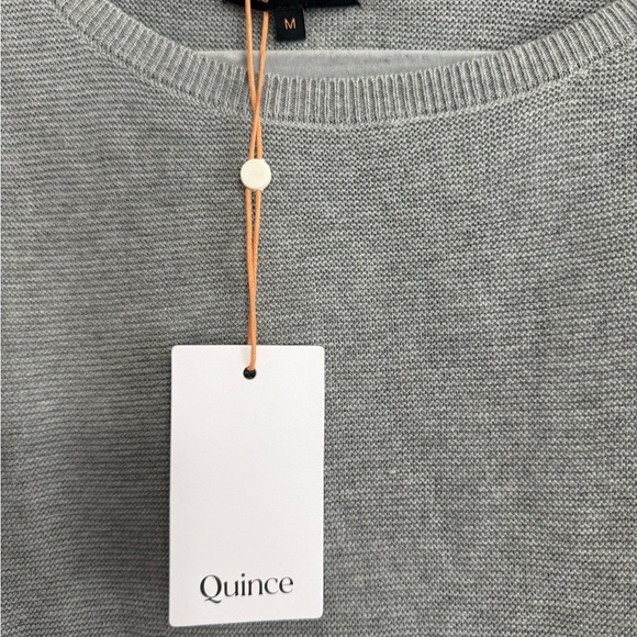 Quince Womens cotton cashmere link Short-Sleeve Sweater in Light Gray Brand New - Picture 4 of 5